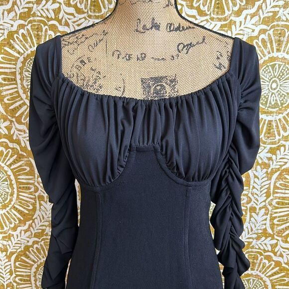NWT NBD Carlota Corset Bodice Off Shoulder Cutout Back Mini Dress in Black sz S - Picture 6 of 12